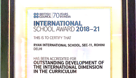 International School Award 2018 -21 - Ryan International School, Rohini Sec 11, H3